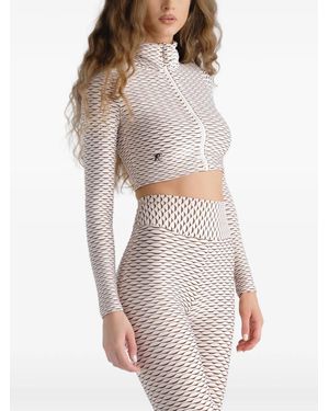 Tessitura 3D-Textured Cropped Performance Top - White