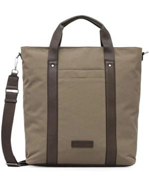 Marc O' Polo Leather-Trim Tote Bag - Brown