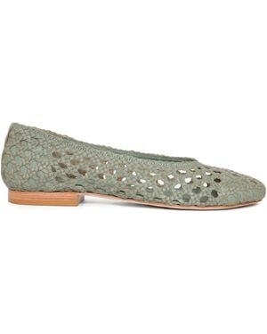 Sarah Chofakian Wove-Leather Ballet Flats - Green