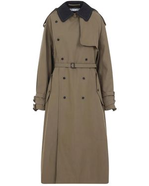 Carven Double-Breasted Belted Trench Coat - Natural