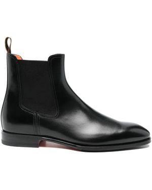 Santoni Leather Chelsea Boots - Black