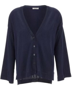 Kangra Asymmetrical V-Neck Cardigan - Blue