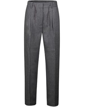 Moorer Pantalones Con Pinzas Y Cordones - Gris