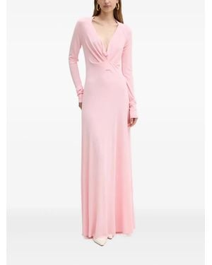 Victoria Beckham Long-Sleeve Twisted Maxi Dress - Pink