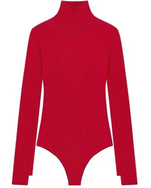 Courreges Stand-Up Collar Bodysuit - Red