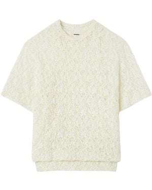 Jil Sander Short-Sleeved Lace T-Shirt - White