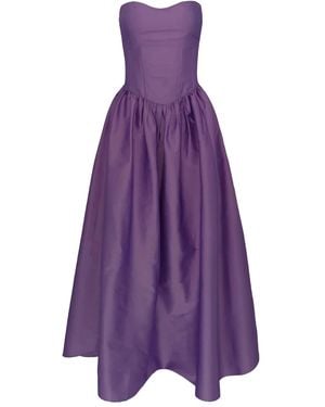 Azeeza Naina Corset-Lace-Up Midi Dress - Purple