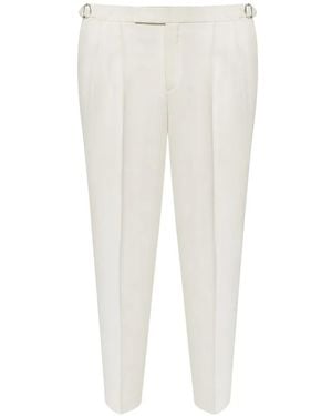 Tombolini Buckle-Fastening Tapered Pants - White