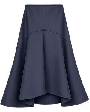 Plan C Panelled Asymmetric Midi Skirt - Blue