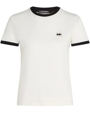 Karl Lagerfeld Ikon コントラストパイピング Tシャツ - ホワイト
