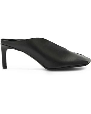 Jil Sander Square-Toe Leather Mules - Black