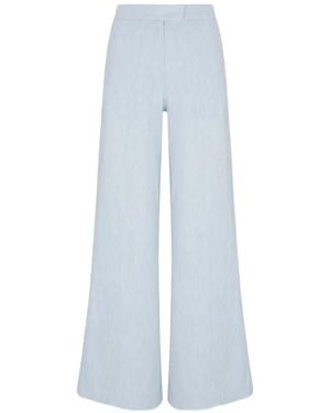 Hevron Capri High-Waisted Flared Pants - Blue