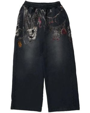 Doublet Pantalon Imprimé À Lien De Resserrage - Blue