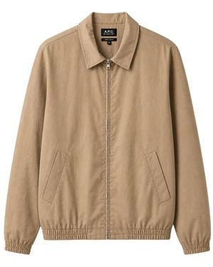 A.P.C. Logo-Embroidered Zip-Up Jacket - Natural
