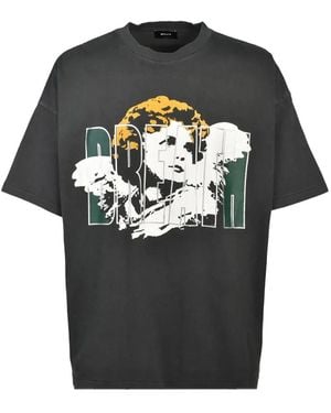 BREATH Angel-Print Box-Fit T-Shirt - Black