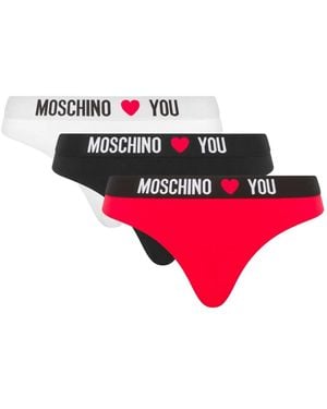 Moschino Logo-Heart Briefs (Pack Of Three) - Red