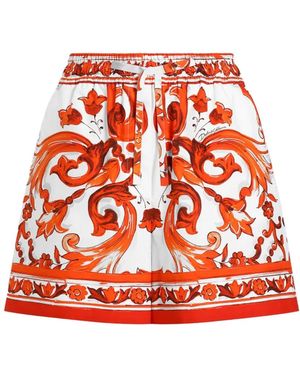 Dolce & Gabbana Dolce & Gabbana Poplin Shorts With Majolica Print - Red