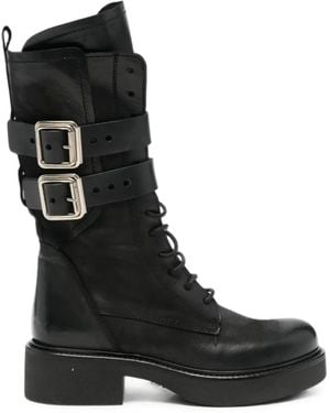 METISSE Schnürstiefel Mit Schnallenriemen - Schwarz
