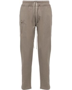 Rick Owens X Champion Motif-Embroidered Cotton Track Trousers - Grey