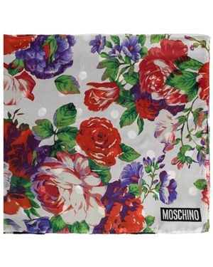 Moschino Floral-Print Polka-Dot Scarf - Gray