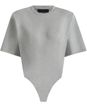 Manière De Voir Wide Shoulder Bodysuit T-Shirt - Grey