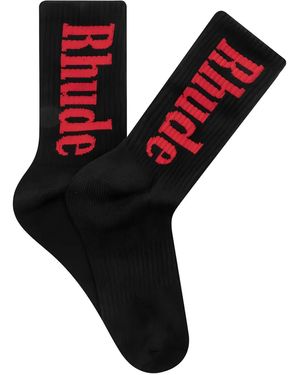 Rhude Logo-Detail Socks - Red