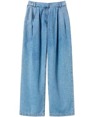 Twinset Pleat-Detail Wide-Leg Jeans - Blue