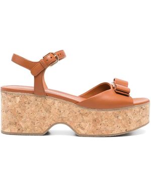Ferragamo 70Mm Leather Sandals - Brown