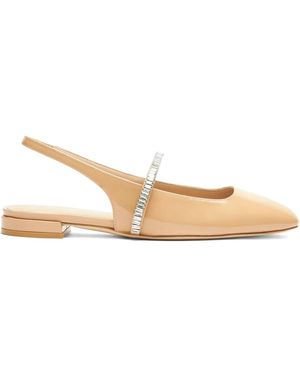 Stuart Weitzman Crystal-Embellished Slingback Flats - Natural