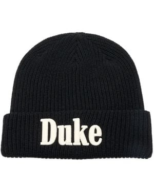 Duke & Dexter Logo-Embroidered Ribbed Beanie Hat - Black