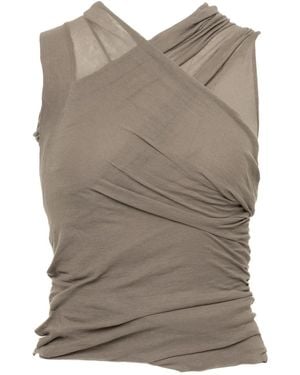 Rick Owens Draped Cross-Front Top - Brown