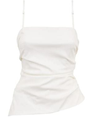 Jonathan Simkhai Emerson Ruched Asymmetric Tank Top - White
