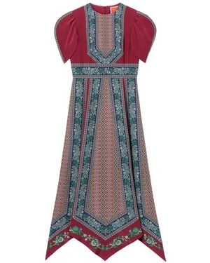 La DoubleJ Robe Mi-Longue À Manches Bouffantes - Red