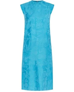 Balenciaga Floral-Print Sleeveless Dress - Blue