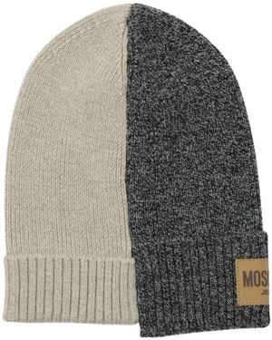 Moschino Colourblock Ribbed Beanie Hat - Grey