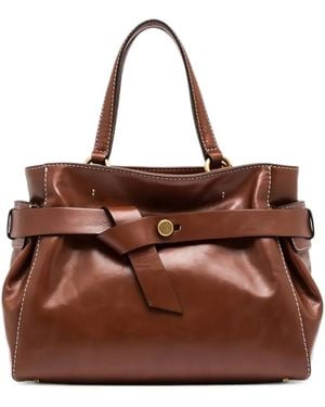 Gianni Chiarini Miranda Belted Leather Tote Bag - Brown