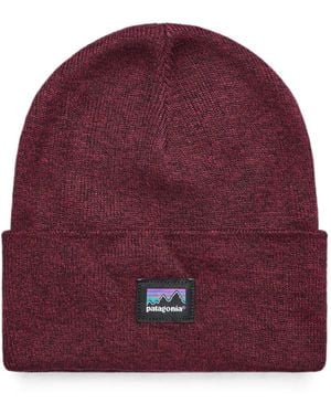Patagonia Logo-Patch Beanie Hat - Red