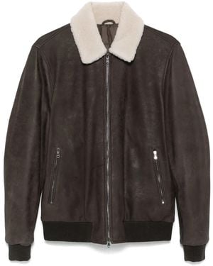 Barba Napoli レザー ボンバージャケット - ブラック