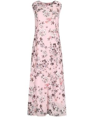 Max Mara Robe Longue À Fleurs Et Mancherons - Pink