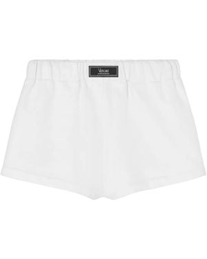 Versace Logo-Embroidered Cotton Shorts - White