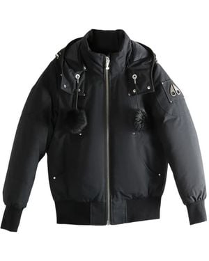 Moose Knuckles Hooded Pompom Jacket - Black