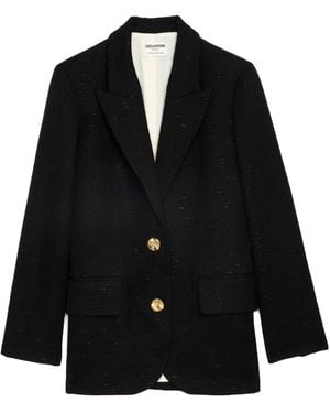 Zadig & Voltaire ツイード シングルジャケット - ブラック