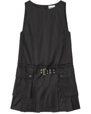 Ganni ベルテッド ミニドレス - ブラック