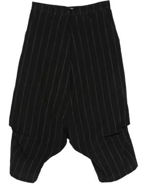 Rundholz Striped Cropped Trousers - Black