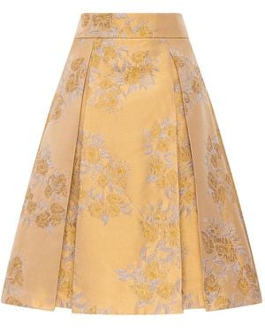 Maliparmi Indian Princess Floral Pleated Mini Skirt - Natural