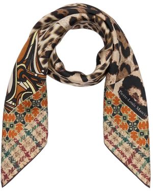 Pierre Louis Mascia Bufanda Aloeuw Con Estampado De Leopardo Y Borde Geométrico - Neutro