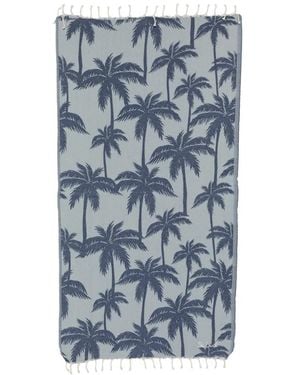 MC2 Saint Barth Foutas J N Palm-Tree Fringed Beach Towel - Blue