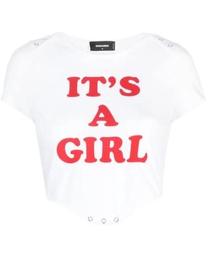 DSquared² Slogan-Print Cotton T-Shirt - Red
