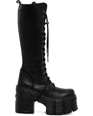 New Rock 120Mm Lace-Up Platform Boots - Black