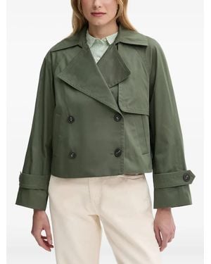 Benetton Double-Breasted Cropped Jacket - Green